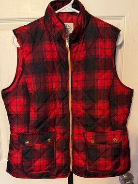 St. John's Bay Red and Black Plaid Vest